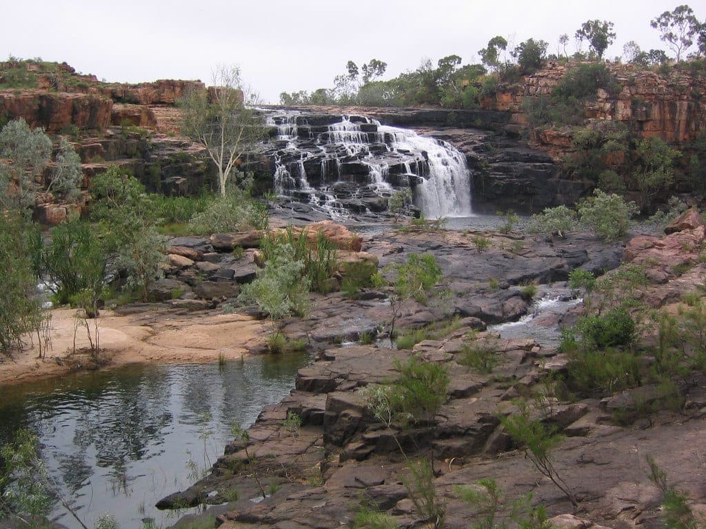 A waterfall and rock pool in a Kimberley gorge on the Gibb River Road