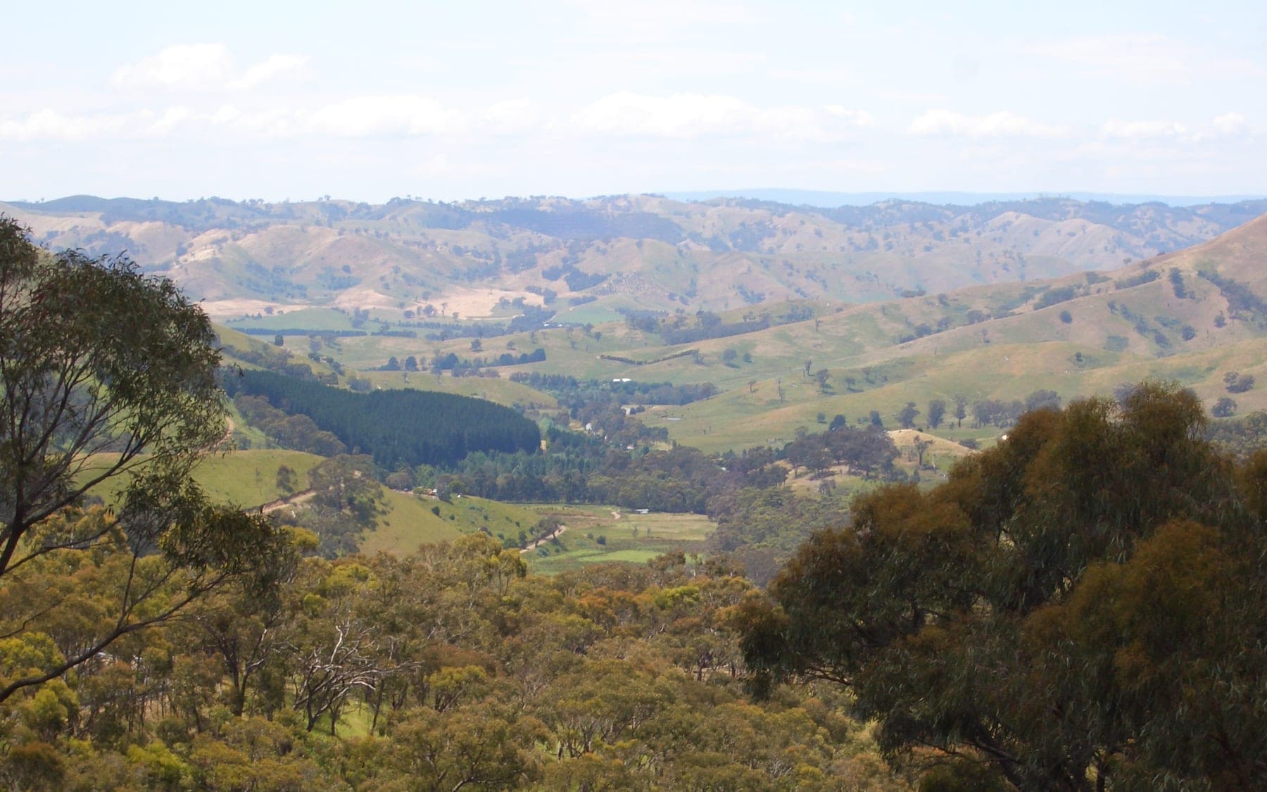 Rolling hills and valleys in the Victorian High Country